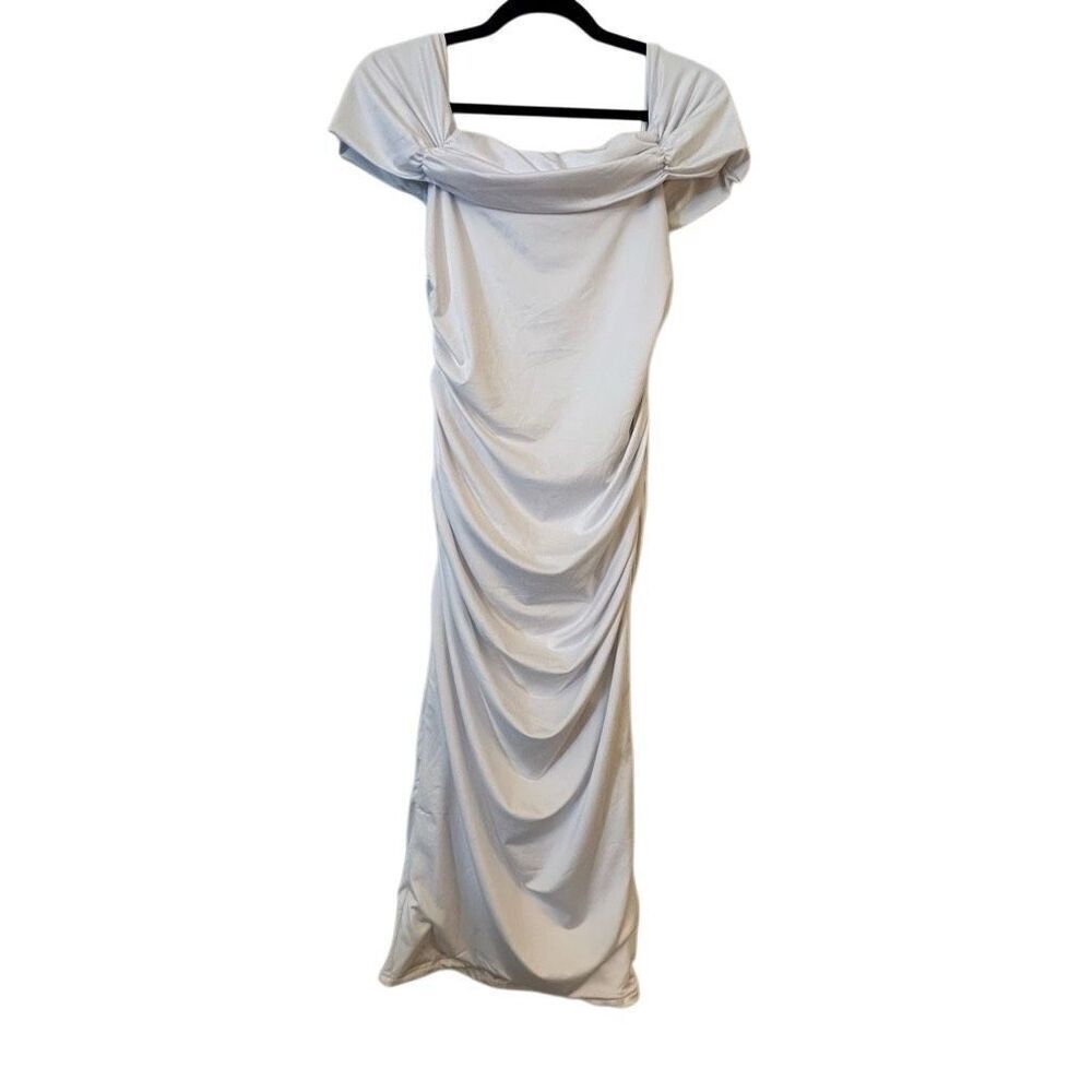 Soho Chic Ruched Short Sleeve Bodycon Dress White Medium